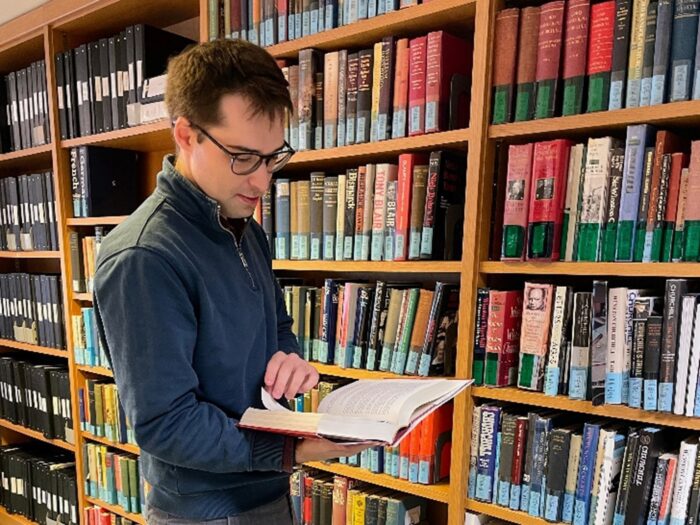 Matthew visiting Churchill Archives Centre in September 2023