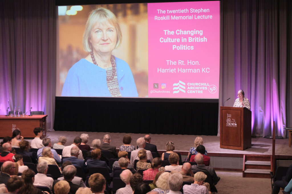 Harriet Harman giving the Roskill Lecture in 2024.