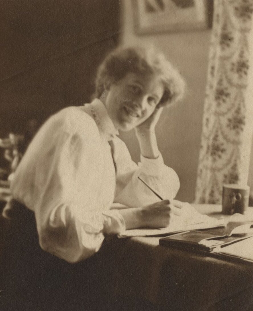 AHKY 3/1/4 Adeline Hankey at desk