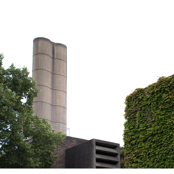 A view of the chimney at Churchill College from Storey's Way