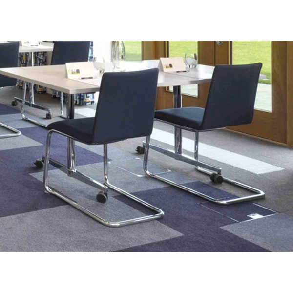 A photograph of chairs designed specifically for Cowan Court, Churchill College