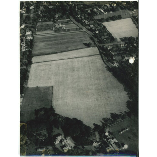 An aerial view of the land on which Churchill College would be built