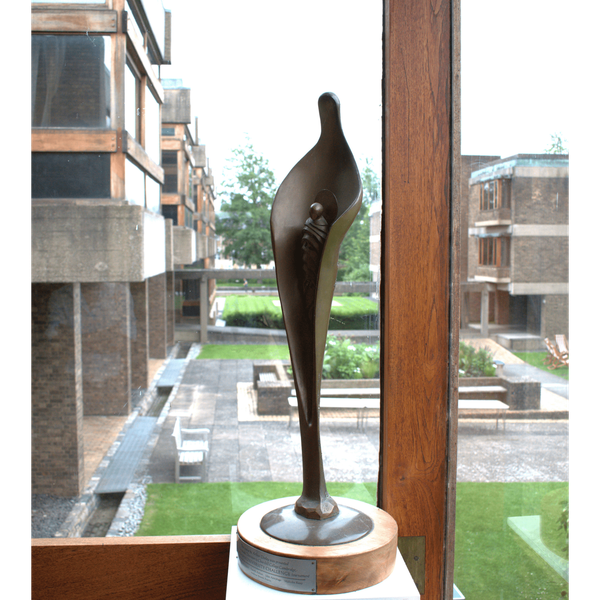 A photograph of 'Madonna and Child', the University Challenge trophy awarded to Churchill College