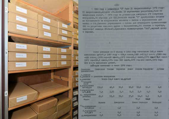 Boxes from the Mitrokhin archive, with a page from his notes