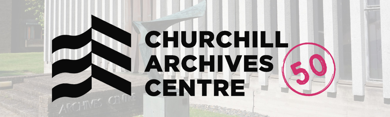 Greyed out photo of the front of the Archives Centre, with the 50th anniversary logo superimposed over it.